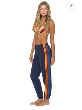 AVIATOR NATION 5 Stripe Sweatpant in Navy XS Women’s